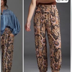 Anthropologie Odette Printed Paisley Joggers Sz Large